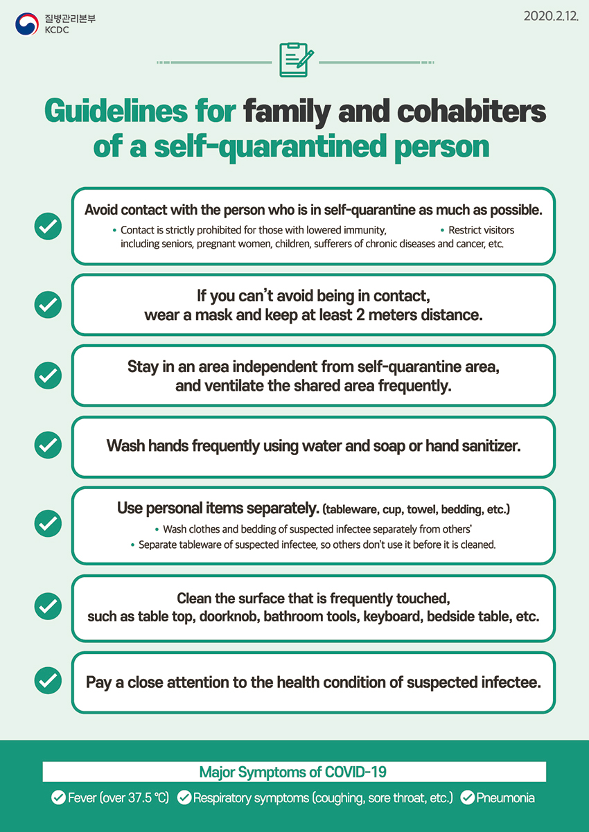 Guidelines for family and cohabiters of a self-quarantined person